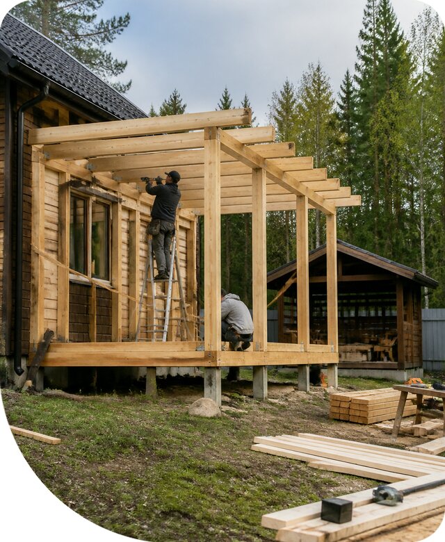 Строительство пристроек и построек на участке в Альметьевске