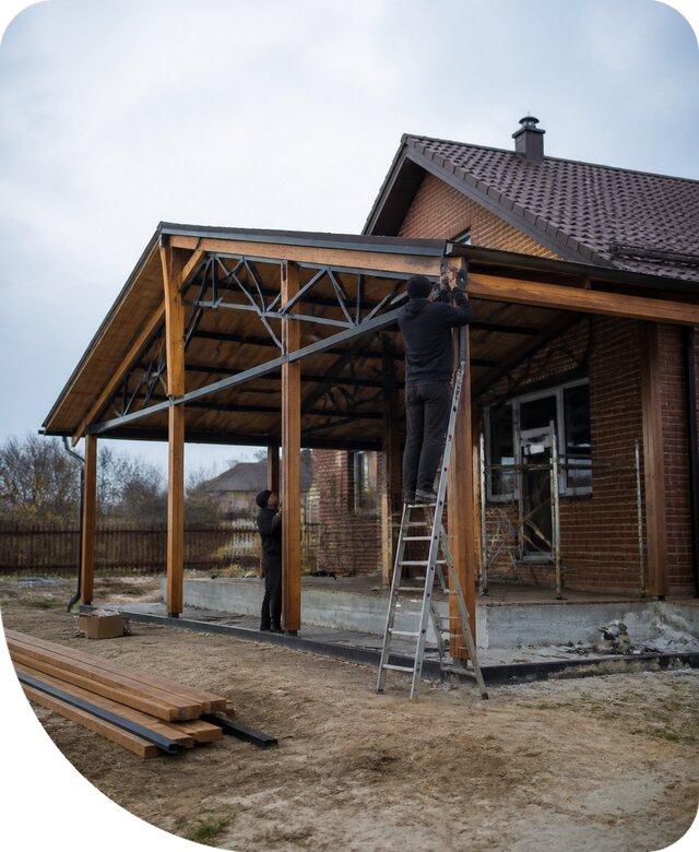 Пристройка навеса к дому и участку в Альметьевске под ключ